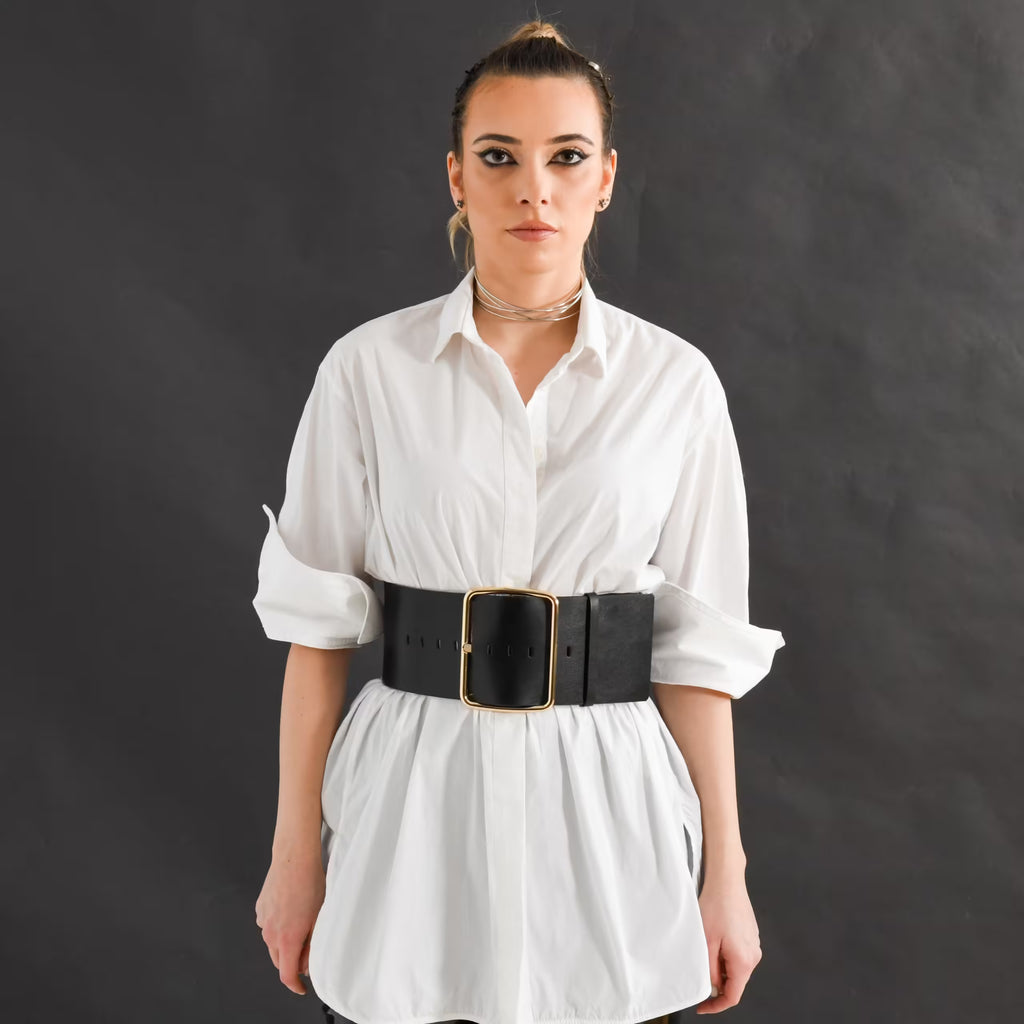 Black leather corset belt – Oversized by Aria Margo