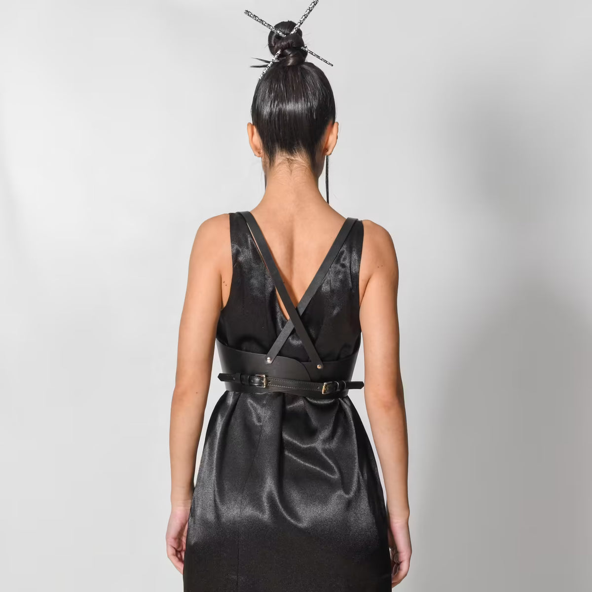 Black leather corset belt – Under-bust by Aria Margo