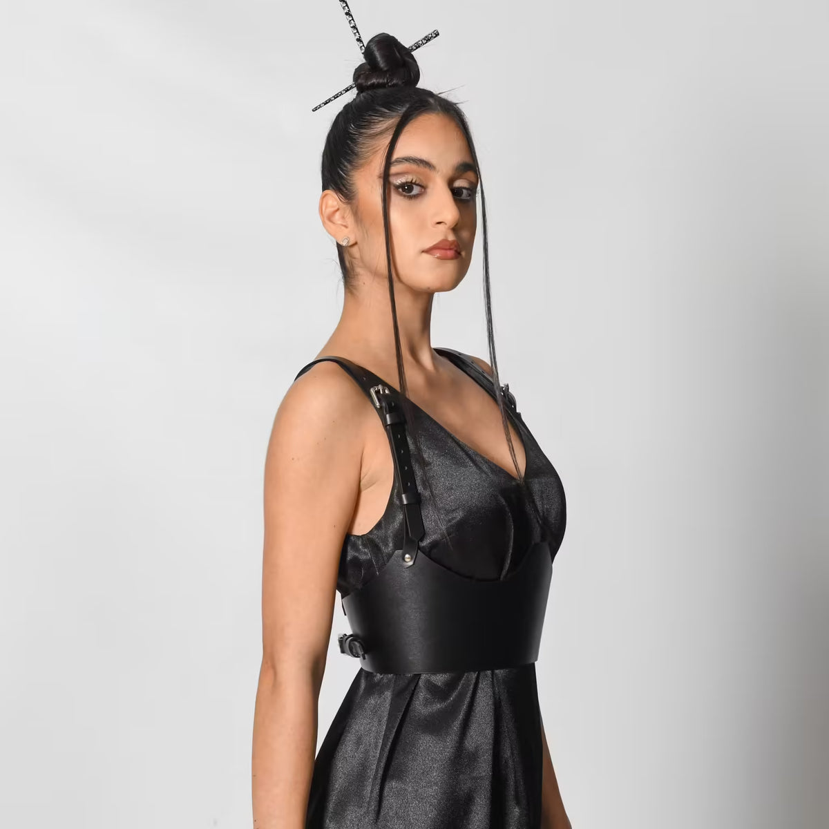 Black leather corset belt – Under-bust by Aria Margo