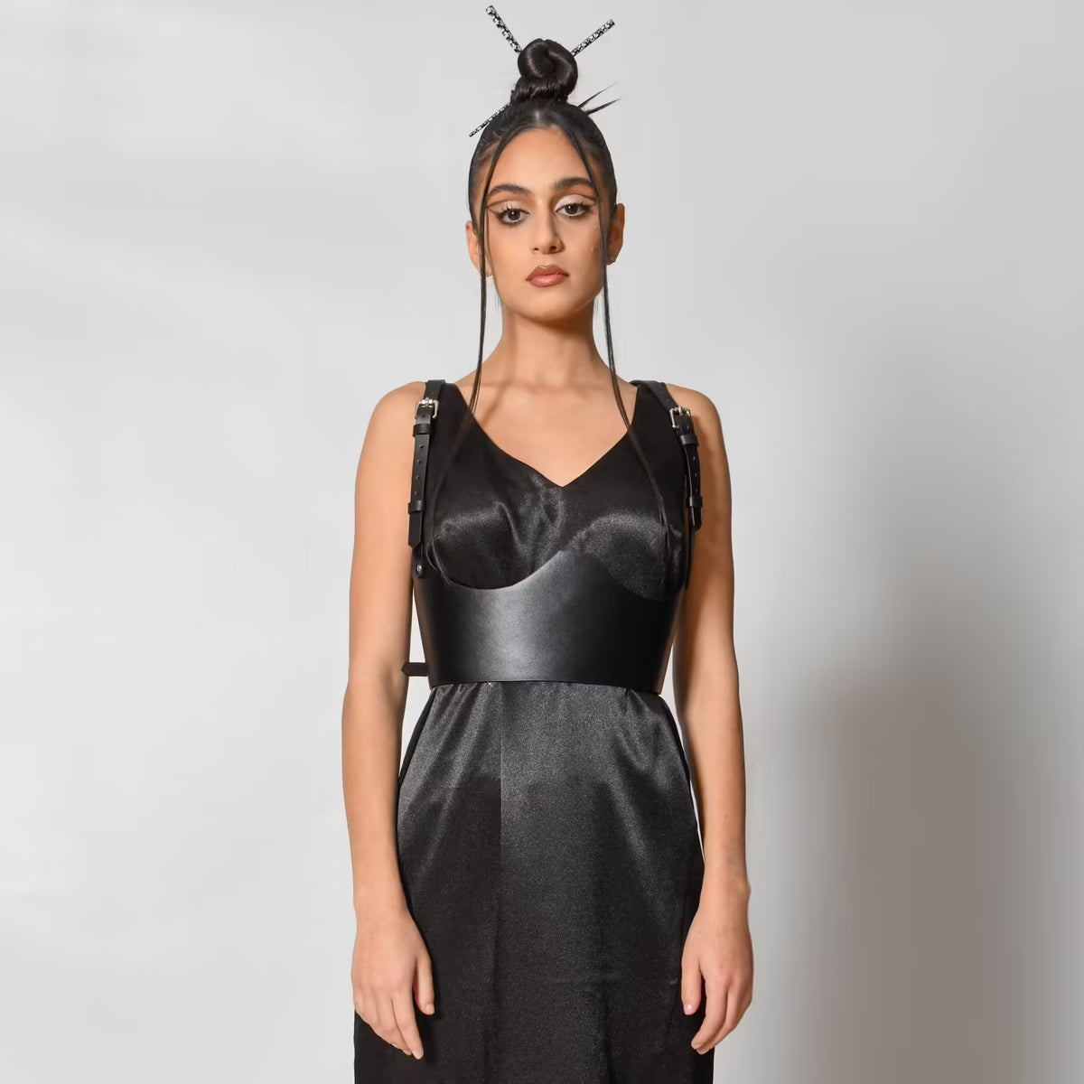Black leather corset belt – Under-bust by Aria Margo