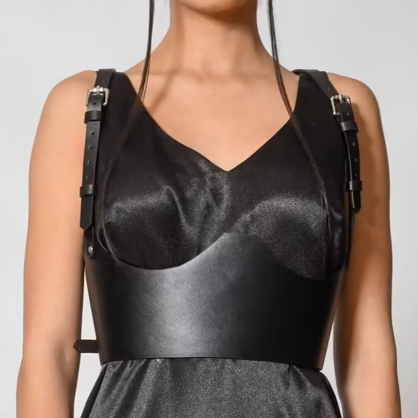 Black leather corset belt – Under-bust by Aria Margo