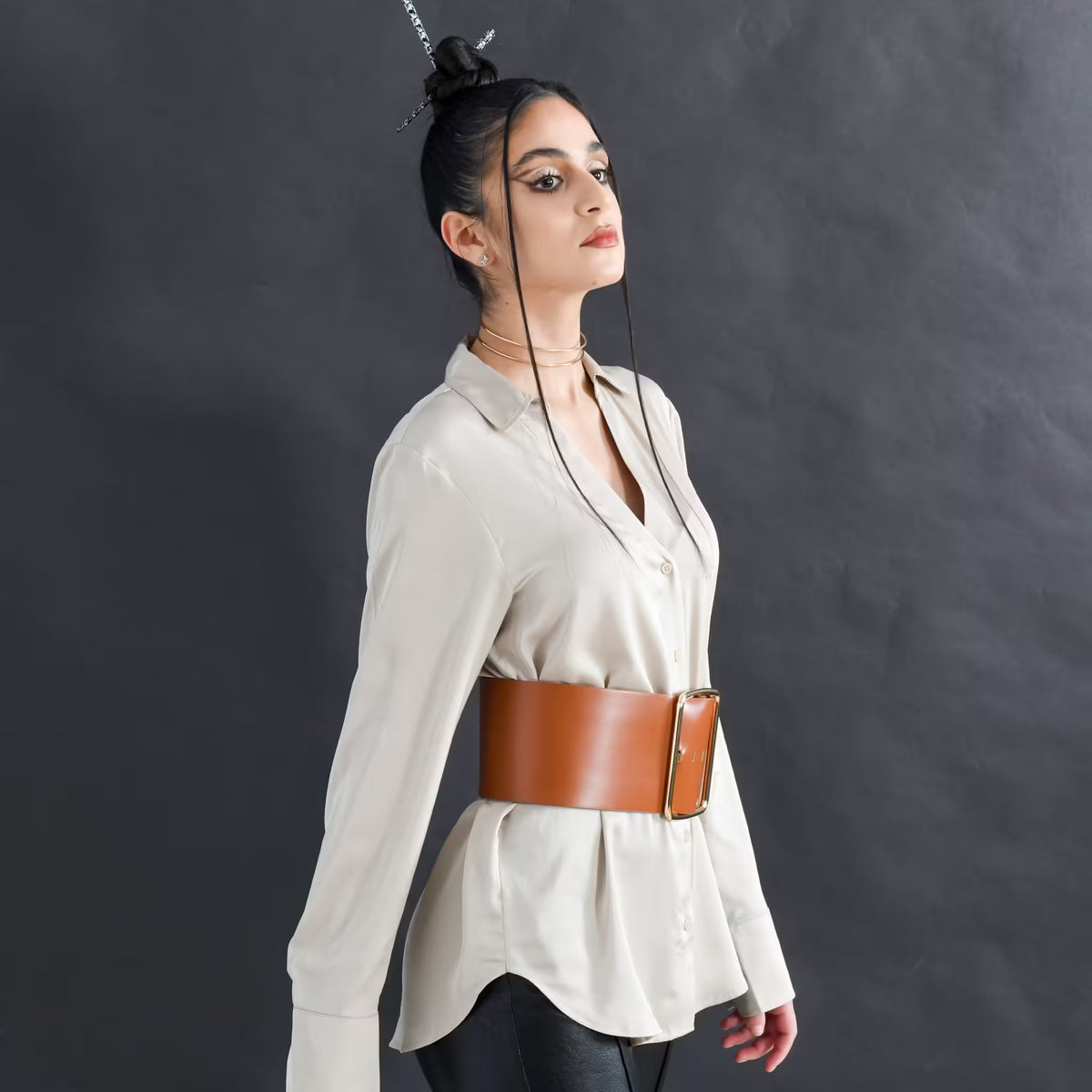 Brown leather corset belt – Oversized by Aria Margo