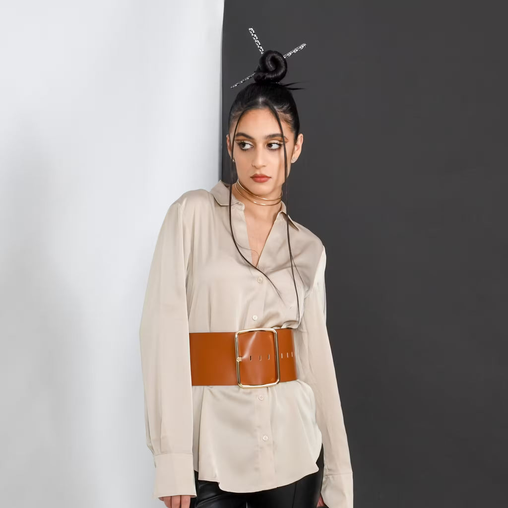 Brown leather corset belt – Oversized by Aria Margo