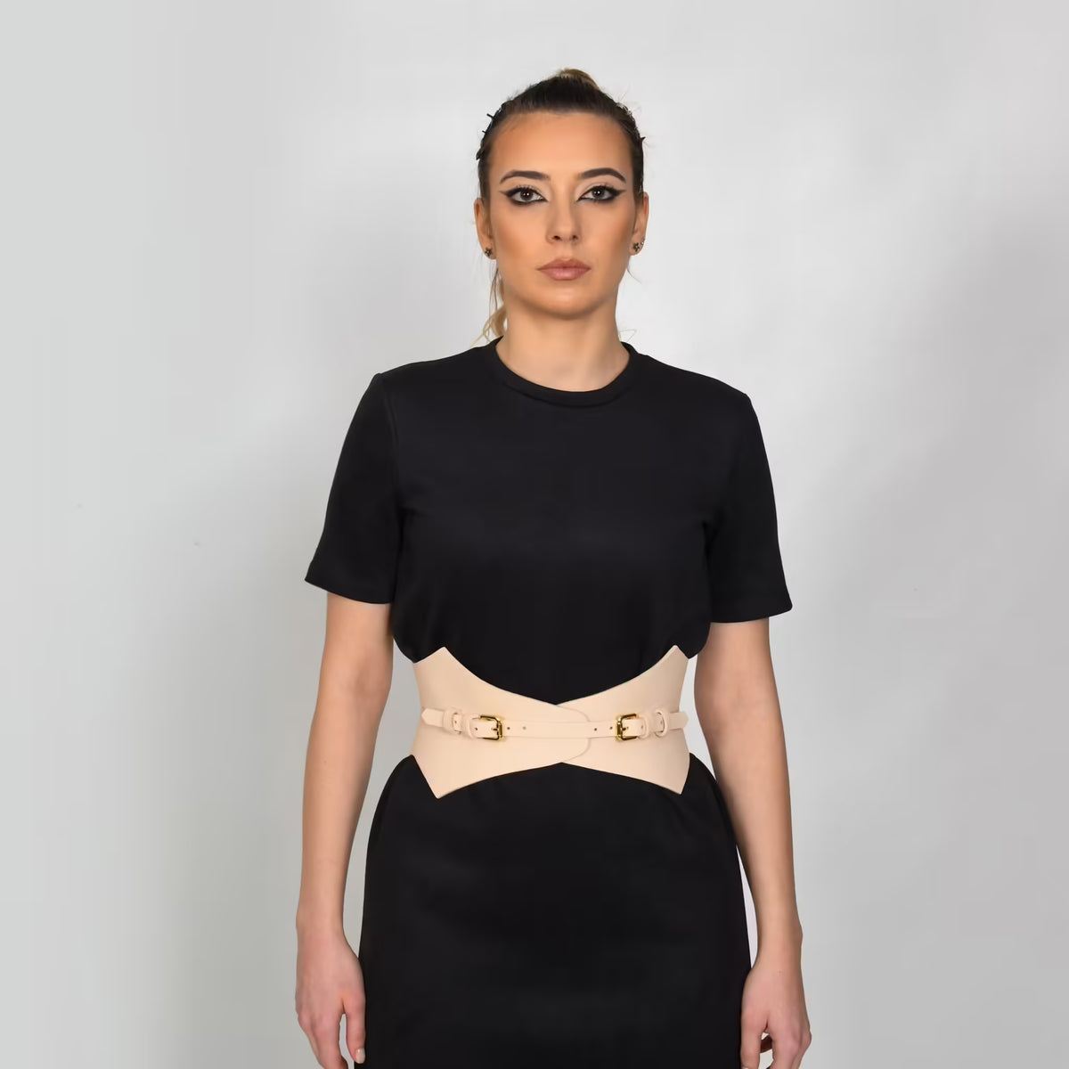 Beige leather corset belt – Thorns by Aria Margo