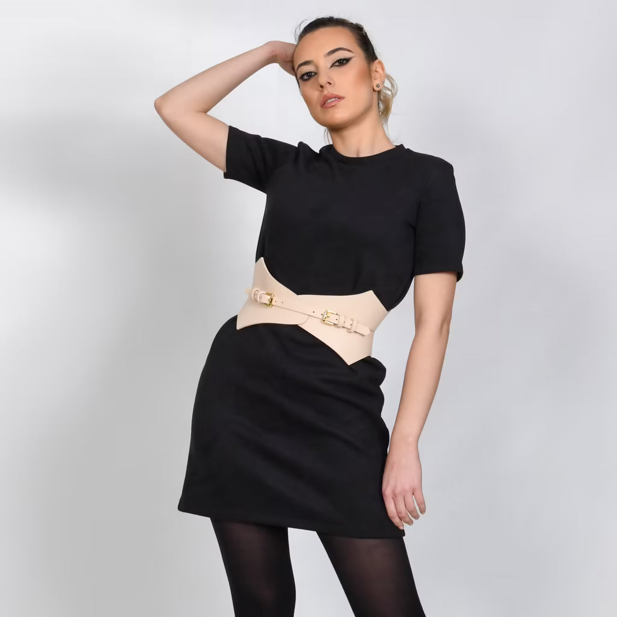 Beige leather corset belt – Thorns by Aria Margo