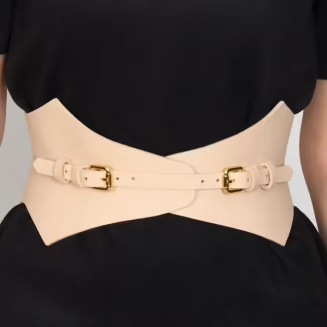 Beige leather corset belt – Thorns by Aria Margo