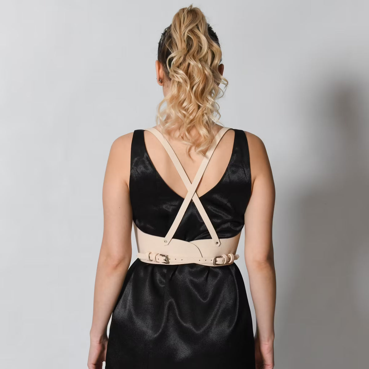 Beige leather corset belt – Under-bust by Aria Margo
