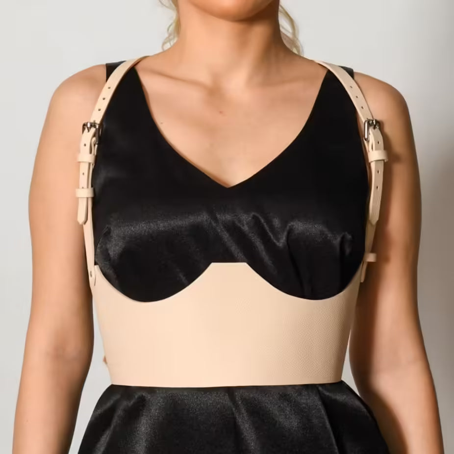 Beige leather corset belt – Under-bust by Aria Margo