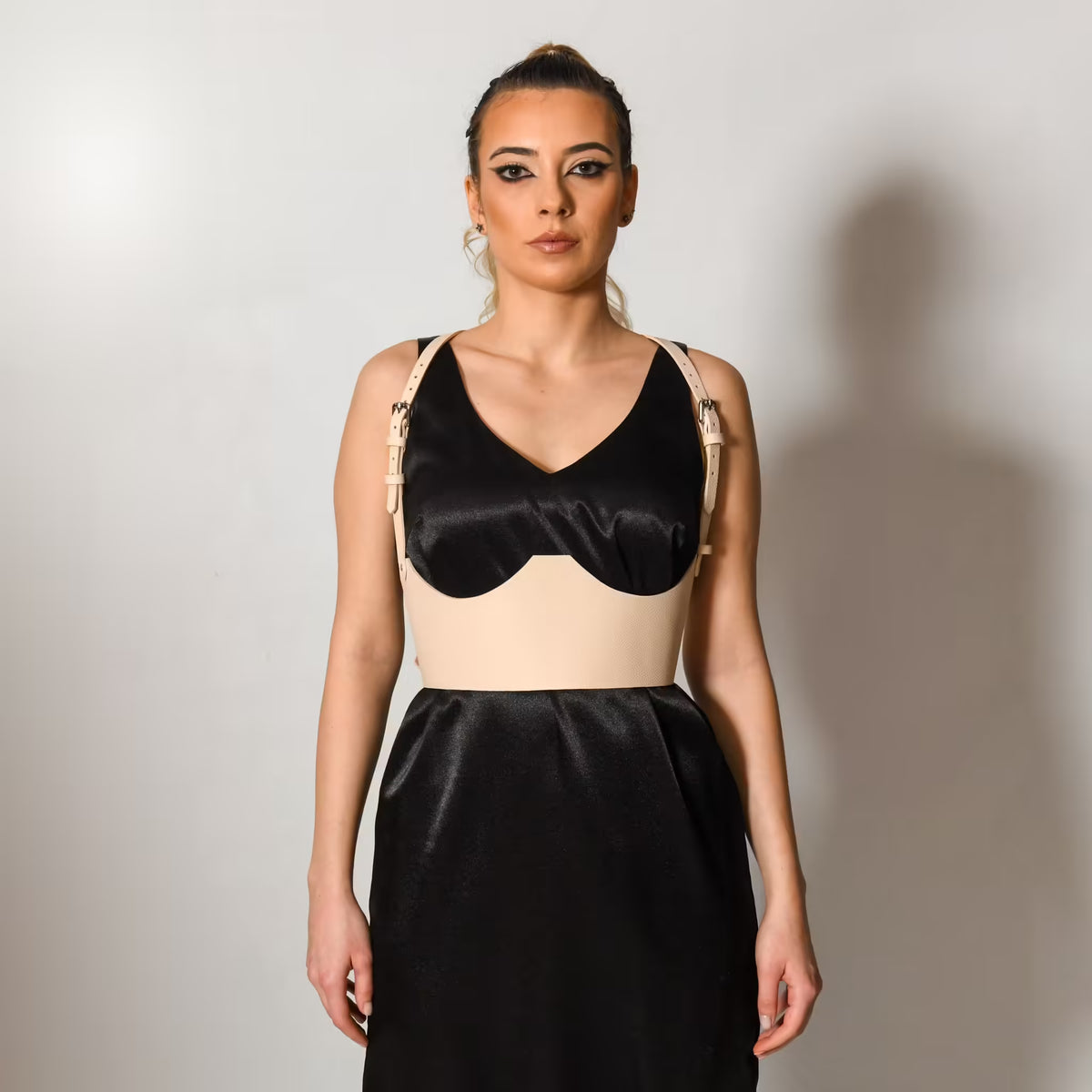 Beige leather corset belt – Under-bust by Aria Margo