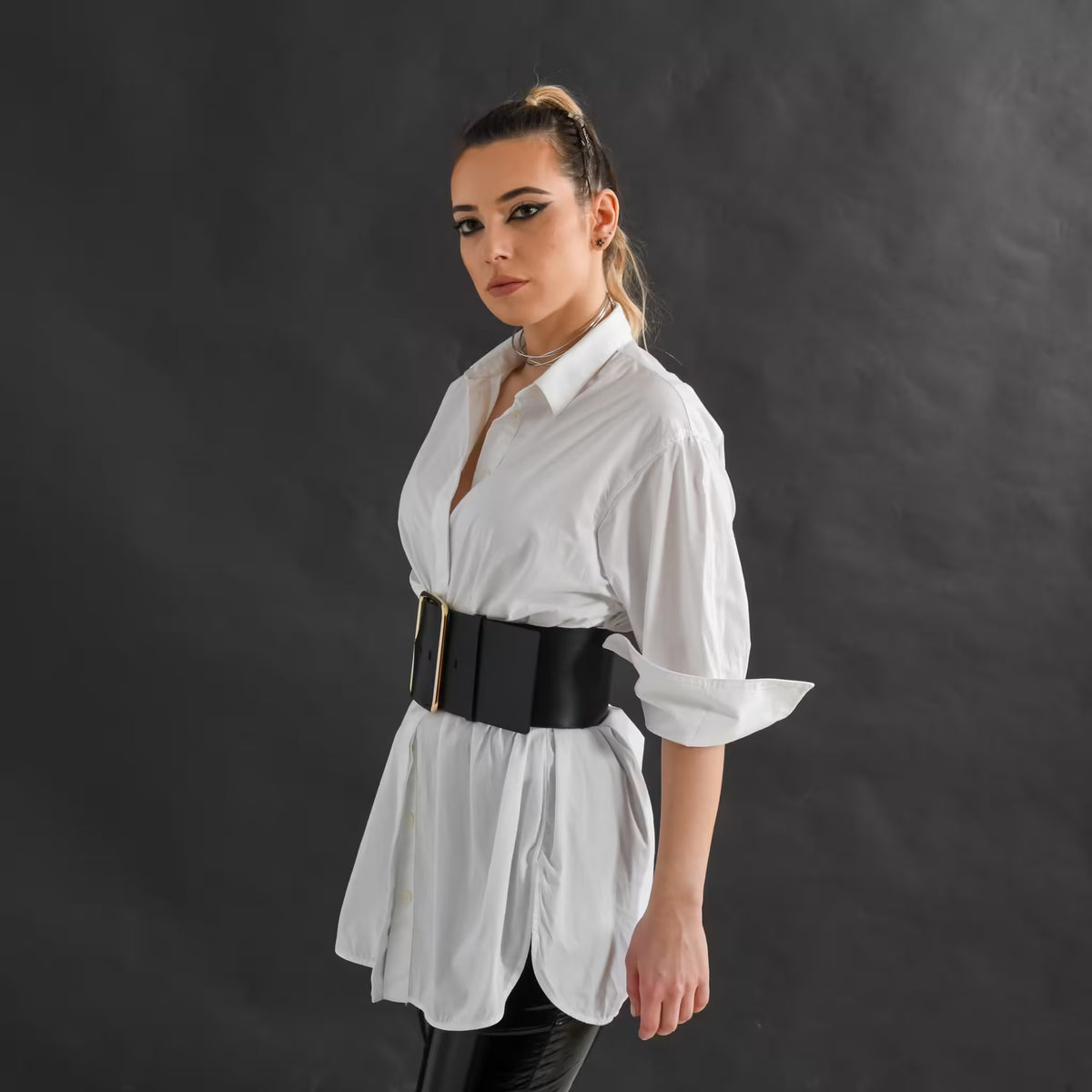 Black leather corset belt – Oversized by Aria Margo