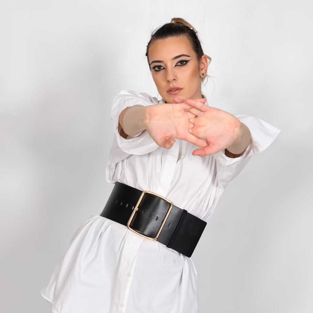 Black leather corset belt – Oversized by Aria Margo