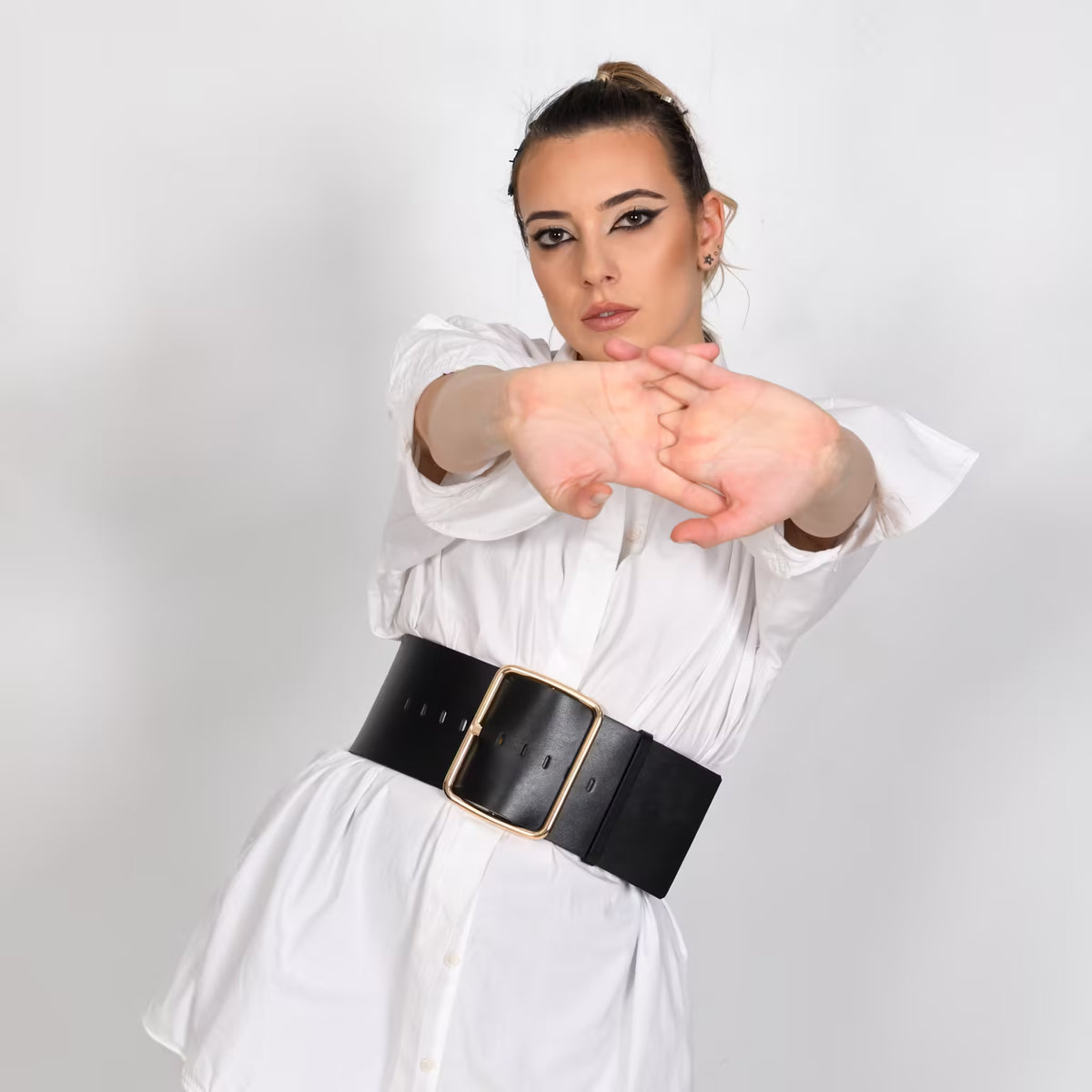 Black leather corset belt – Oversized by Aria Margo