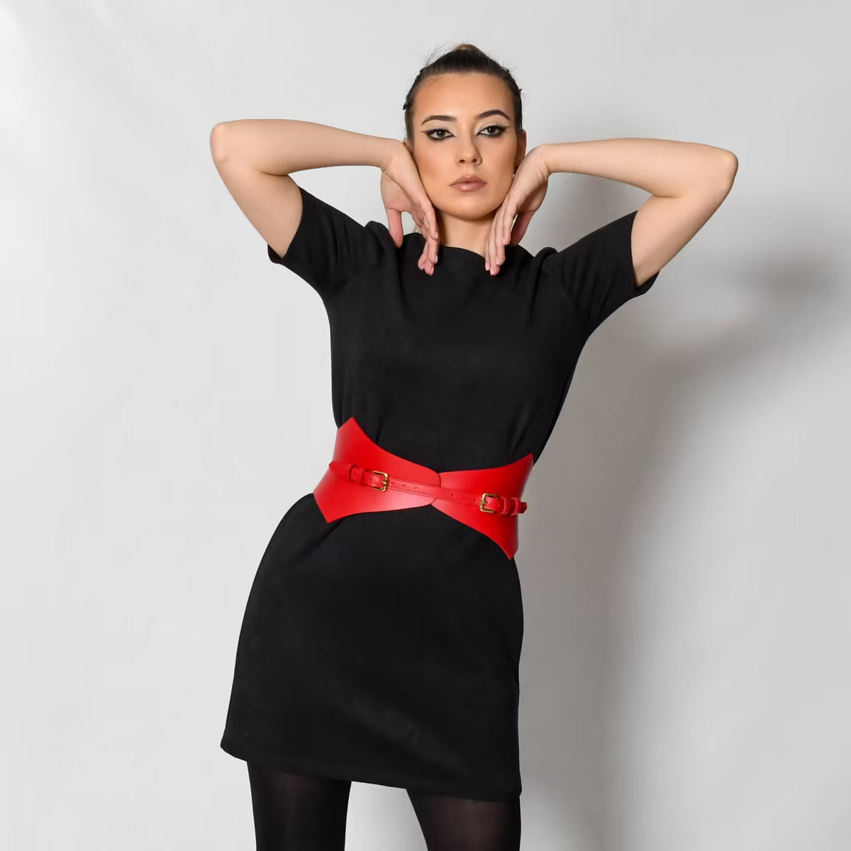 Red leather corset belt – Thorns by Aria Margo