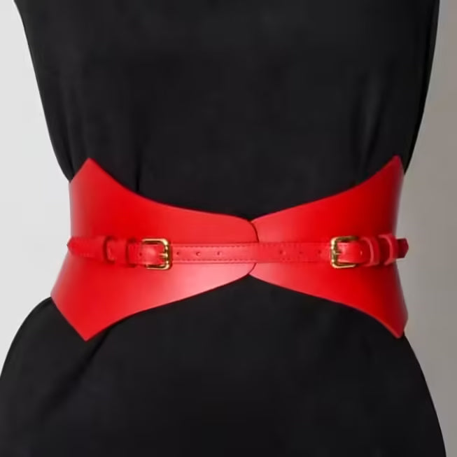 Red leather corset belt – Thorns by Aria Margo