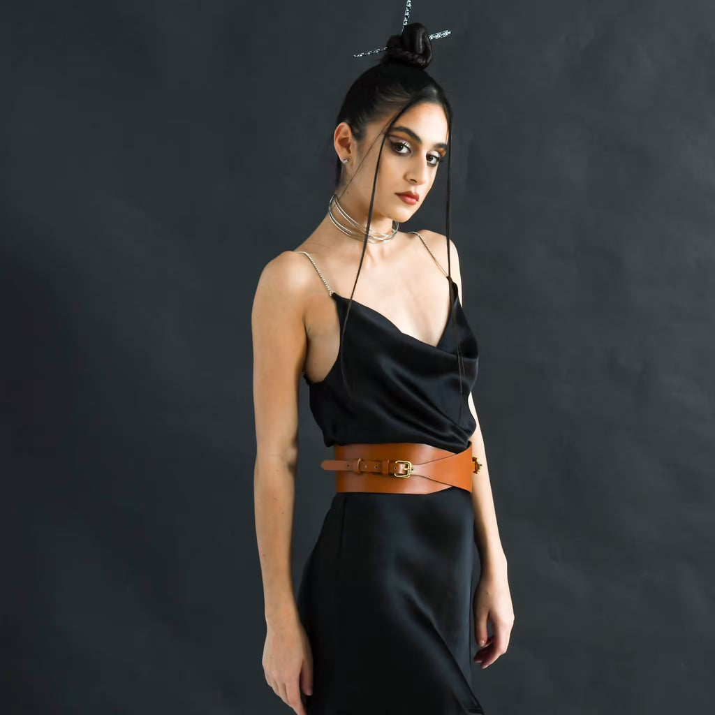 Brown leather corset belt – Wrap by Aria Margo