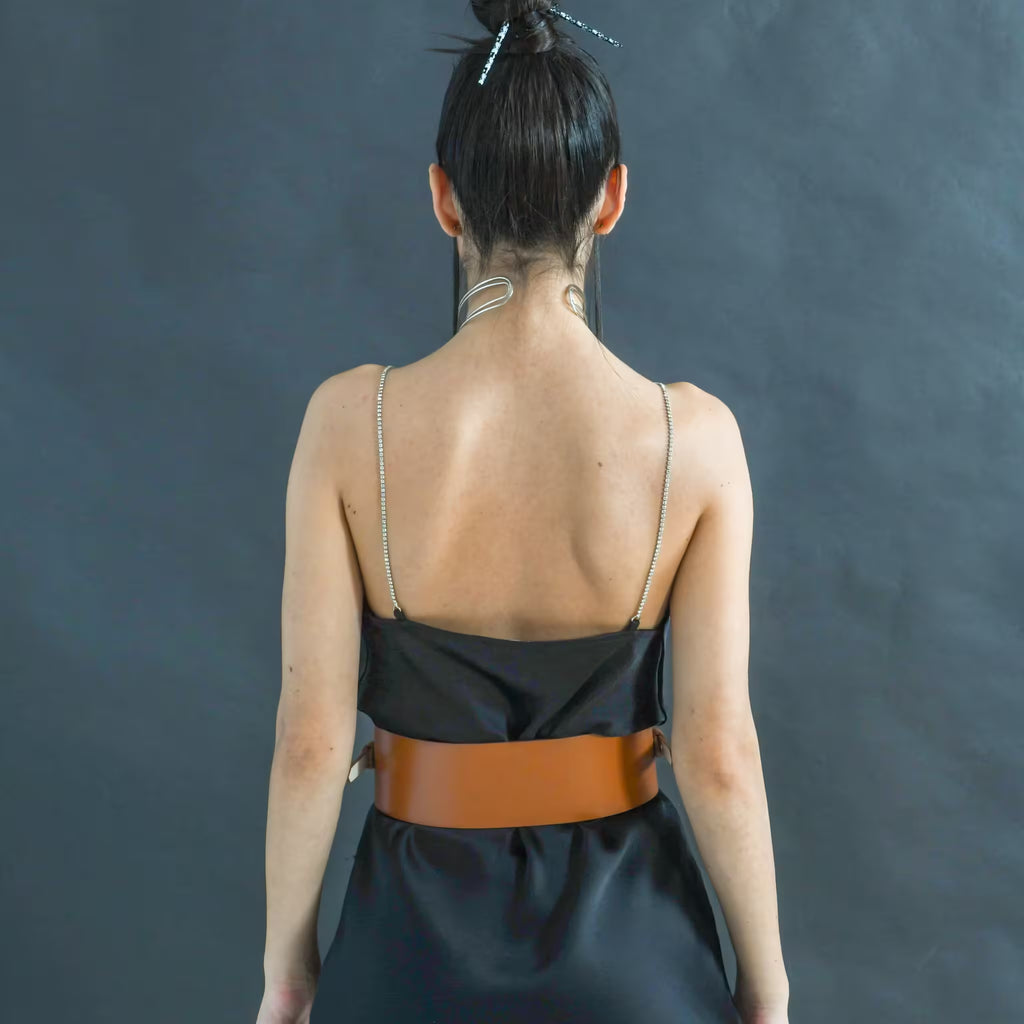 Brown leather corset belt – Wrap by Aria Margo