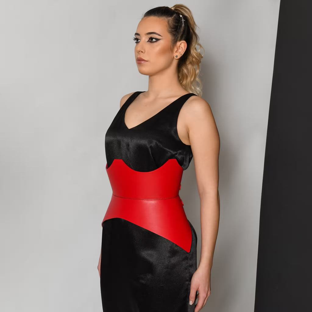 Red leather corset belt – XO by Aria Margo