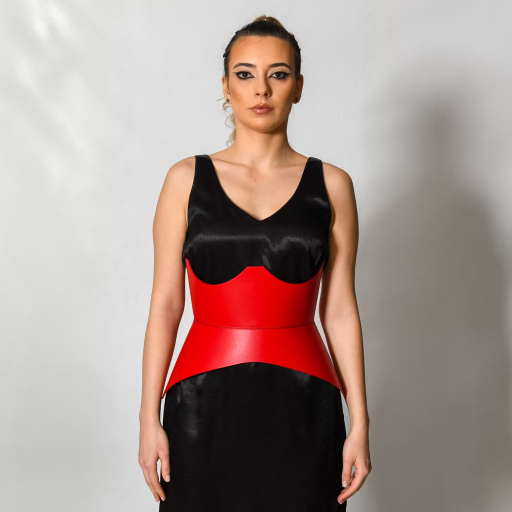 Red leather corset belt – XO by Aria Margo