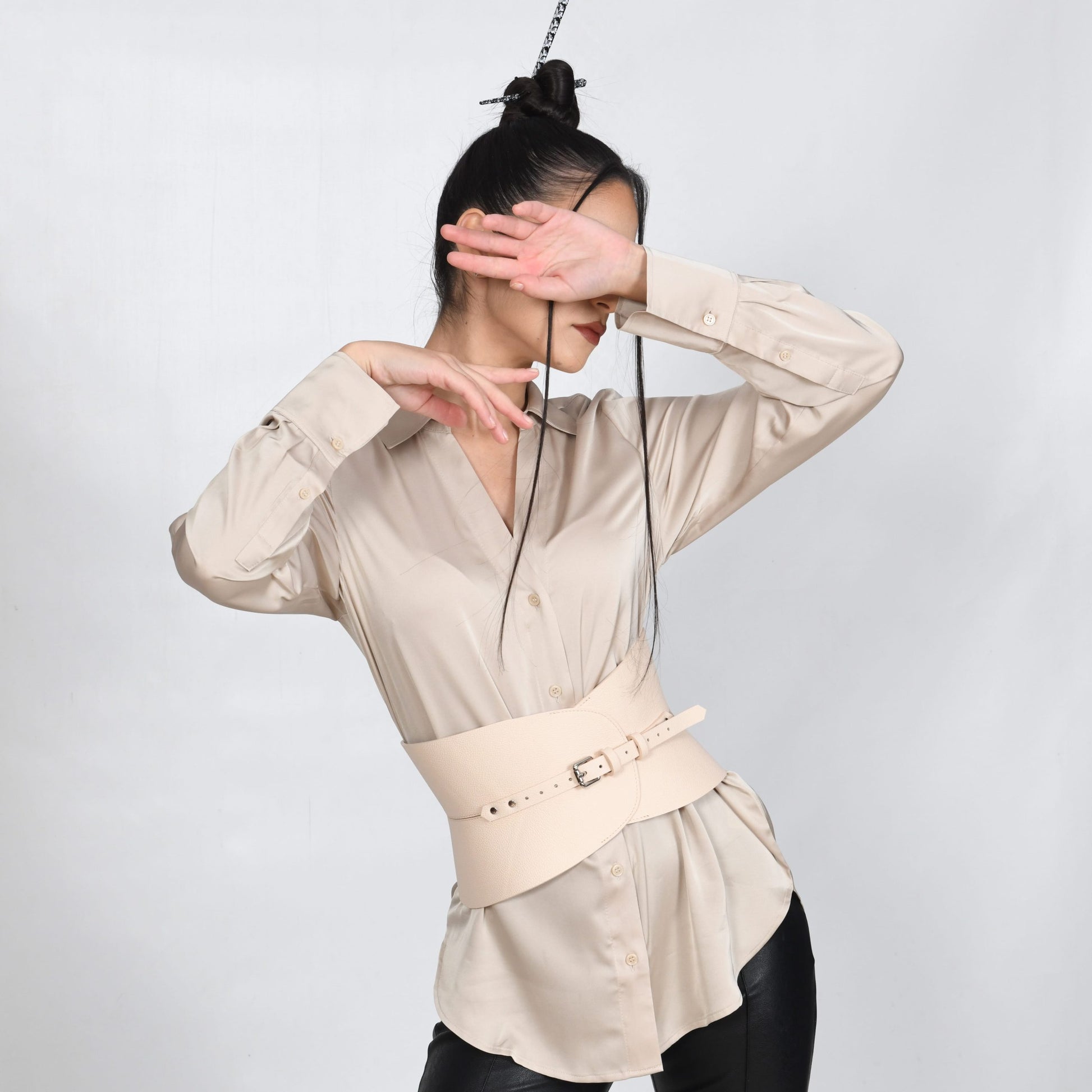 Nude Leather Corset Belt