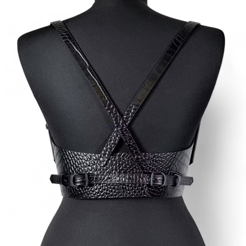 Black leather corset belt – Under-bust by Aria Margo