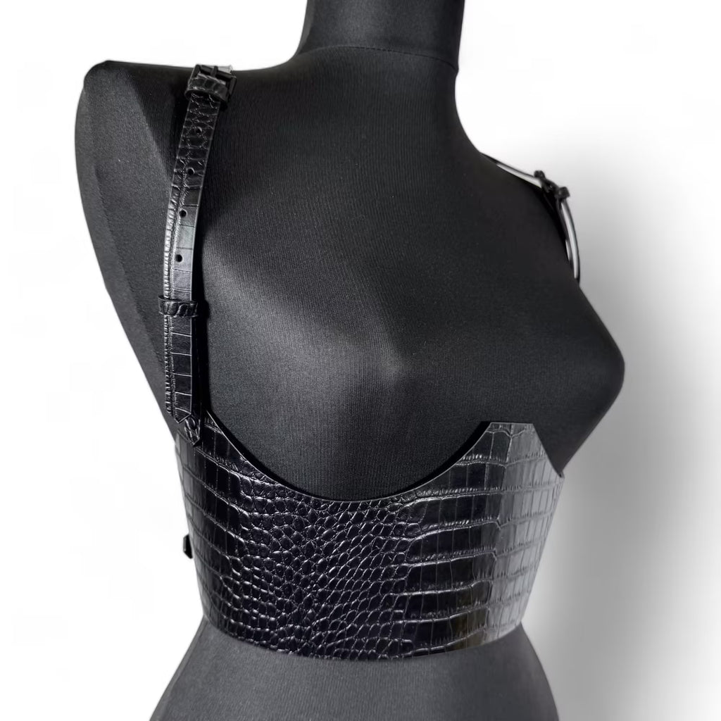 Black leather corset belt – Under-bust by Aria Margo