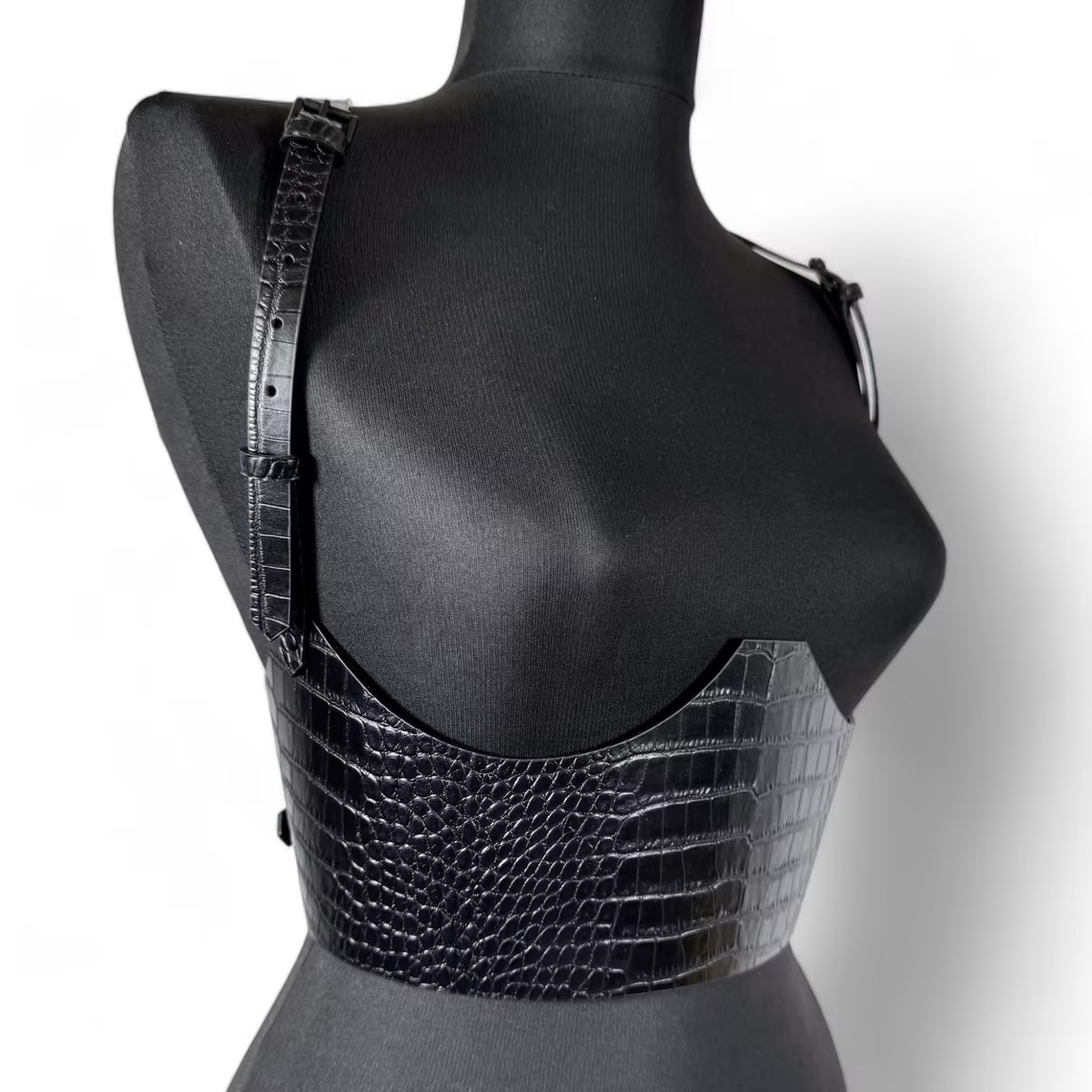 Black leather corset belt – Under-bust by Aria Margo