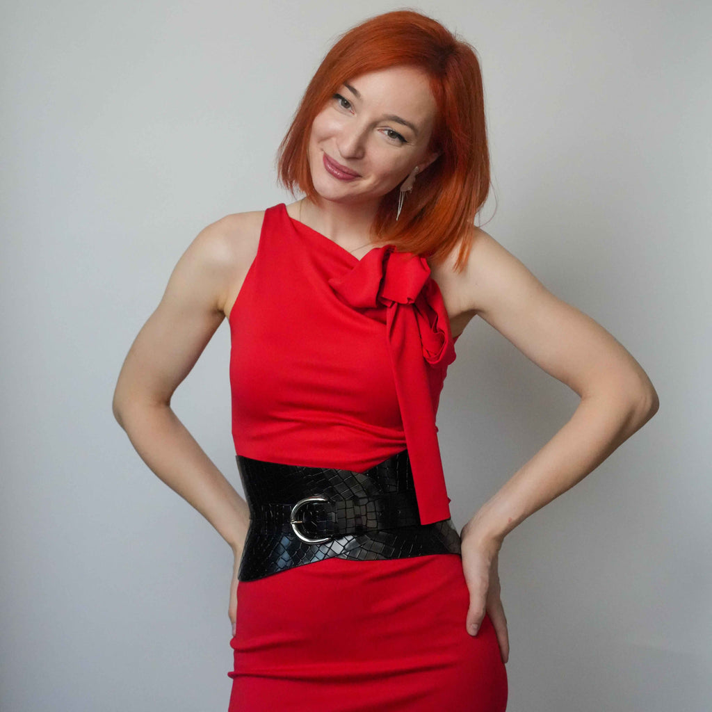 Black leather corset belt – Hourglass by Aria Margo