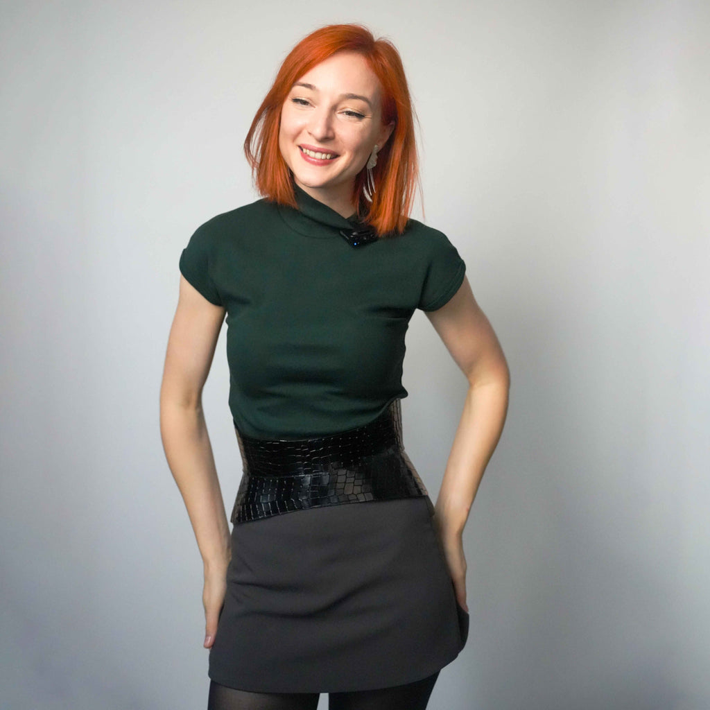 Black leather corset belt – Hourglass by Aria Margo
