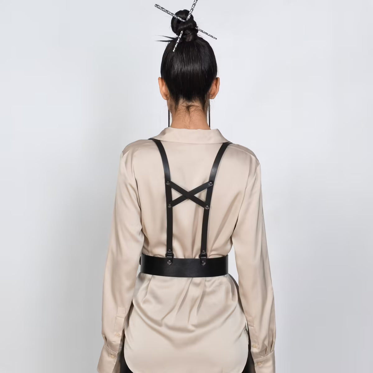 Black leather corset belt – Harness by Aria Margo