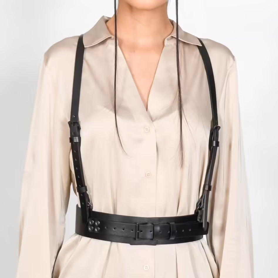 Black leather corset belt – Harness by Aria Margo