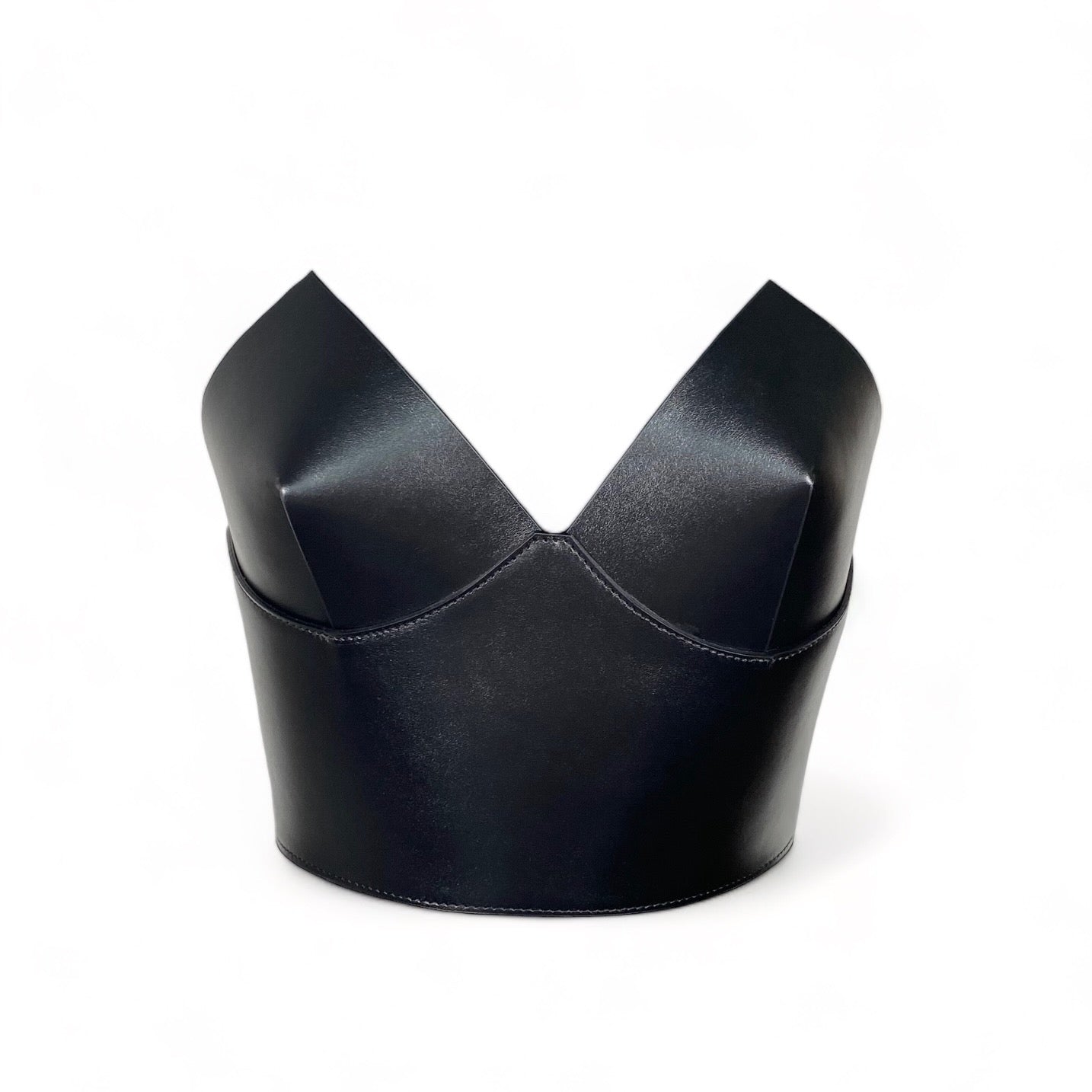 Black leather corset belt – Crown Top by Aria Margo