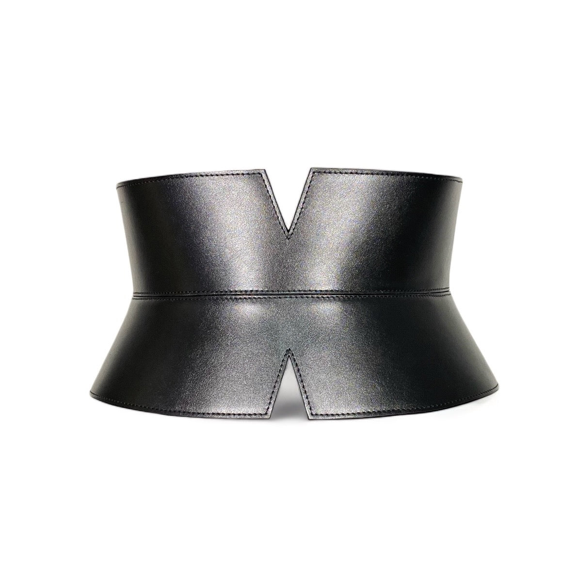 Black leather corset belt – V-cut by Aria Margo