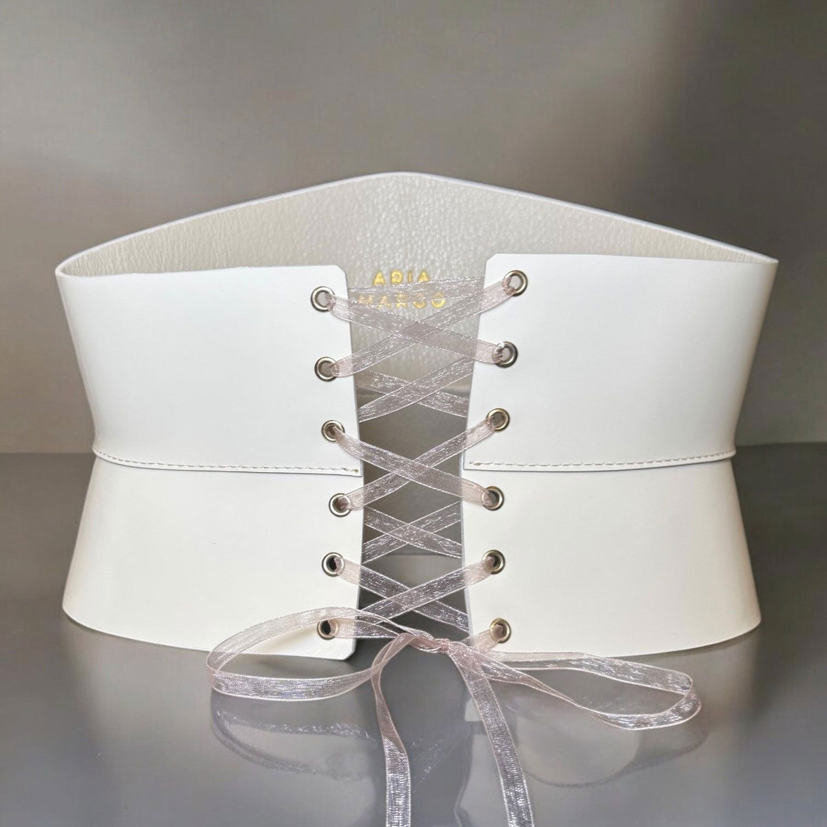 White leather corset belt – Eclipse by Aria Margo
