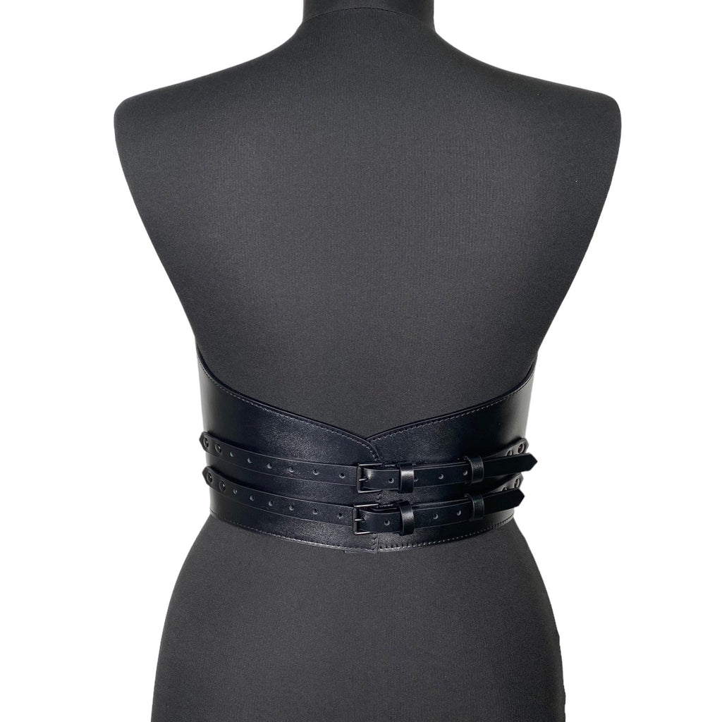 Black leather corset belt – Crown Top by Aria Margo