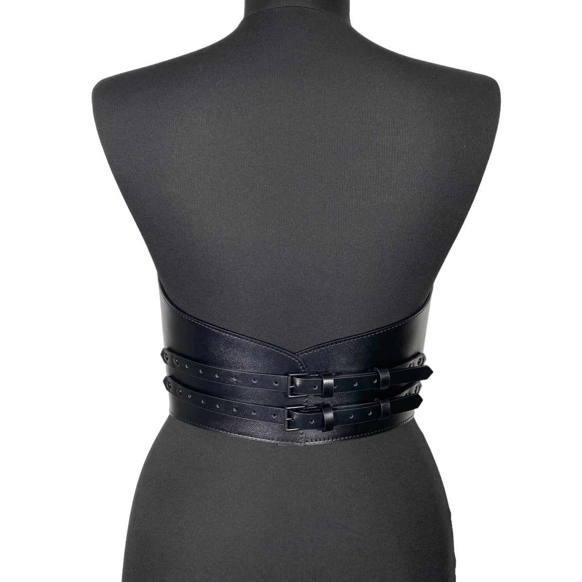 Black leather corset belt – Crown Top by Aria Margo
