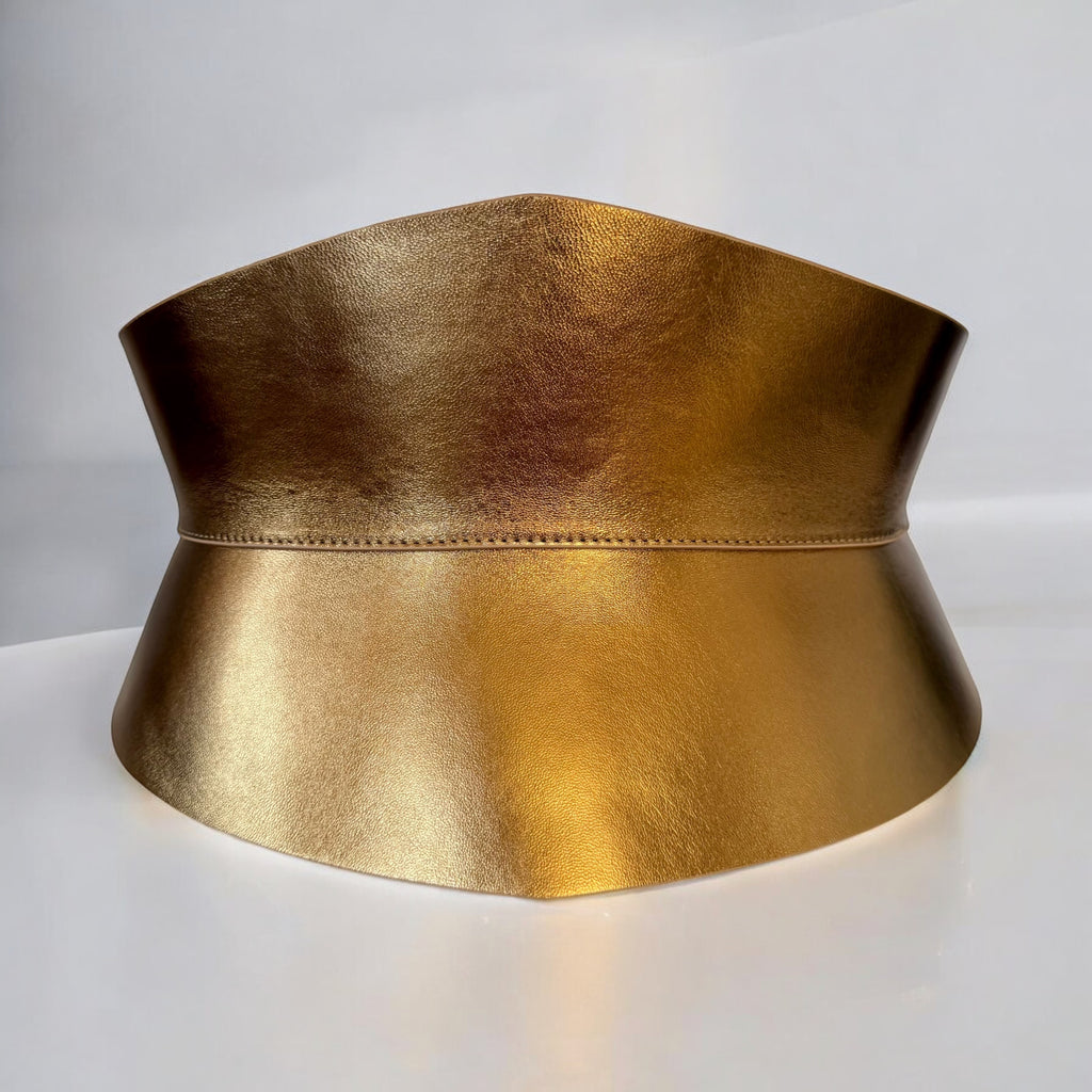 Gold leather corset belt – Hourglass by Aria Margo
