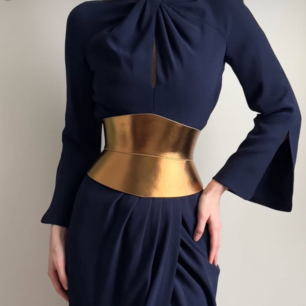 Gold leather corset belt – Hourglass by Aria Margo