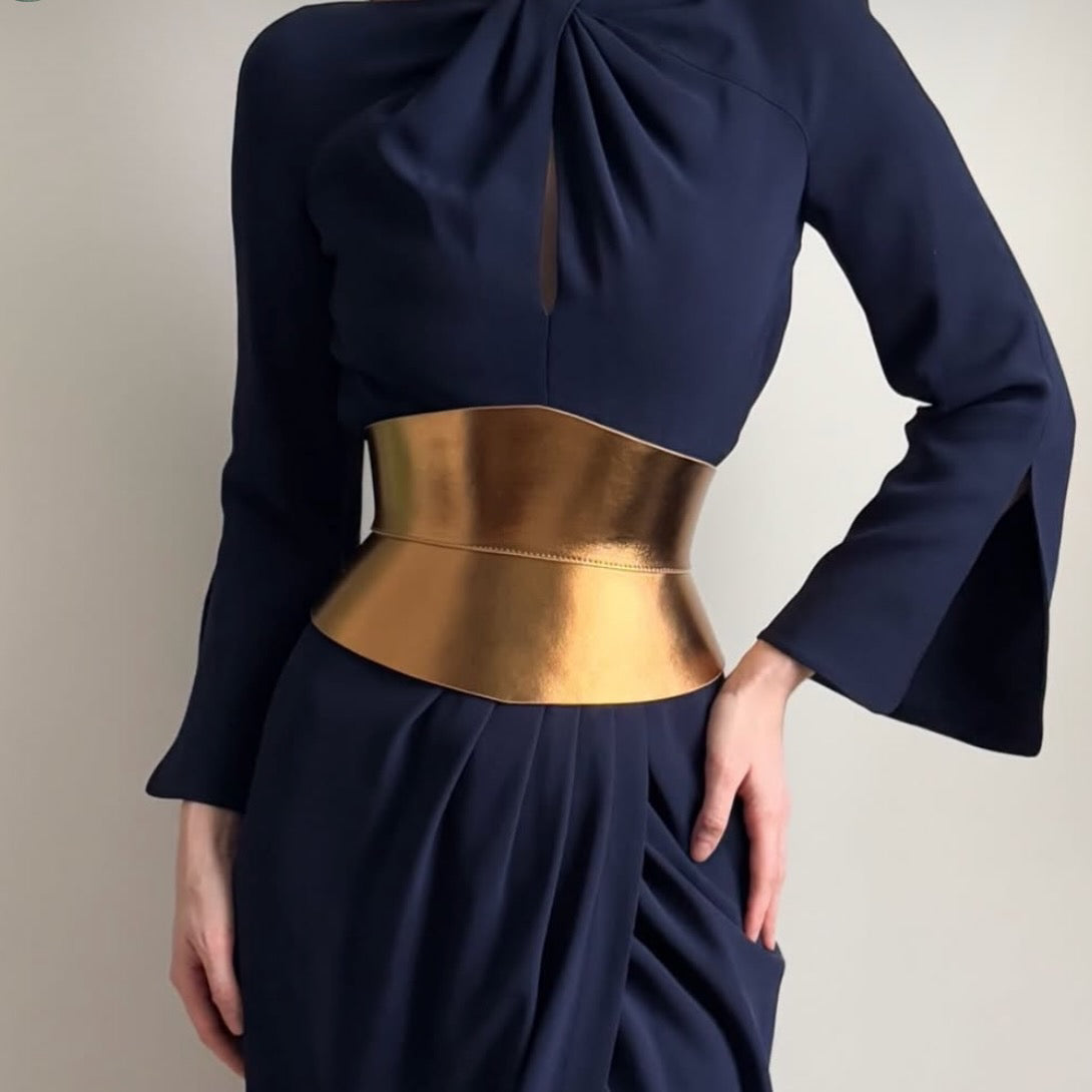 Gold leather corset belt – Hourglass by Aria Margo