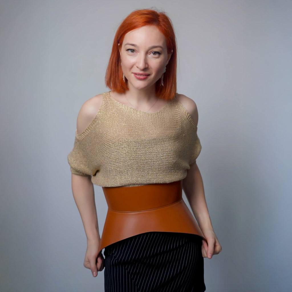 Brown leather corset belt – Hallo by Aria Margo