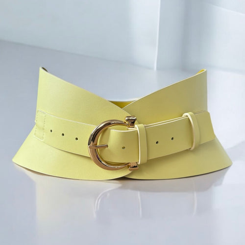 Yellow leather corset belt – Hourglass by Aria Margo