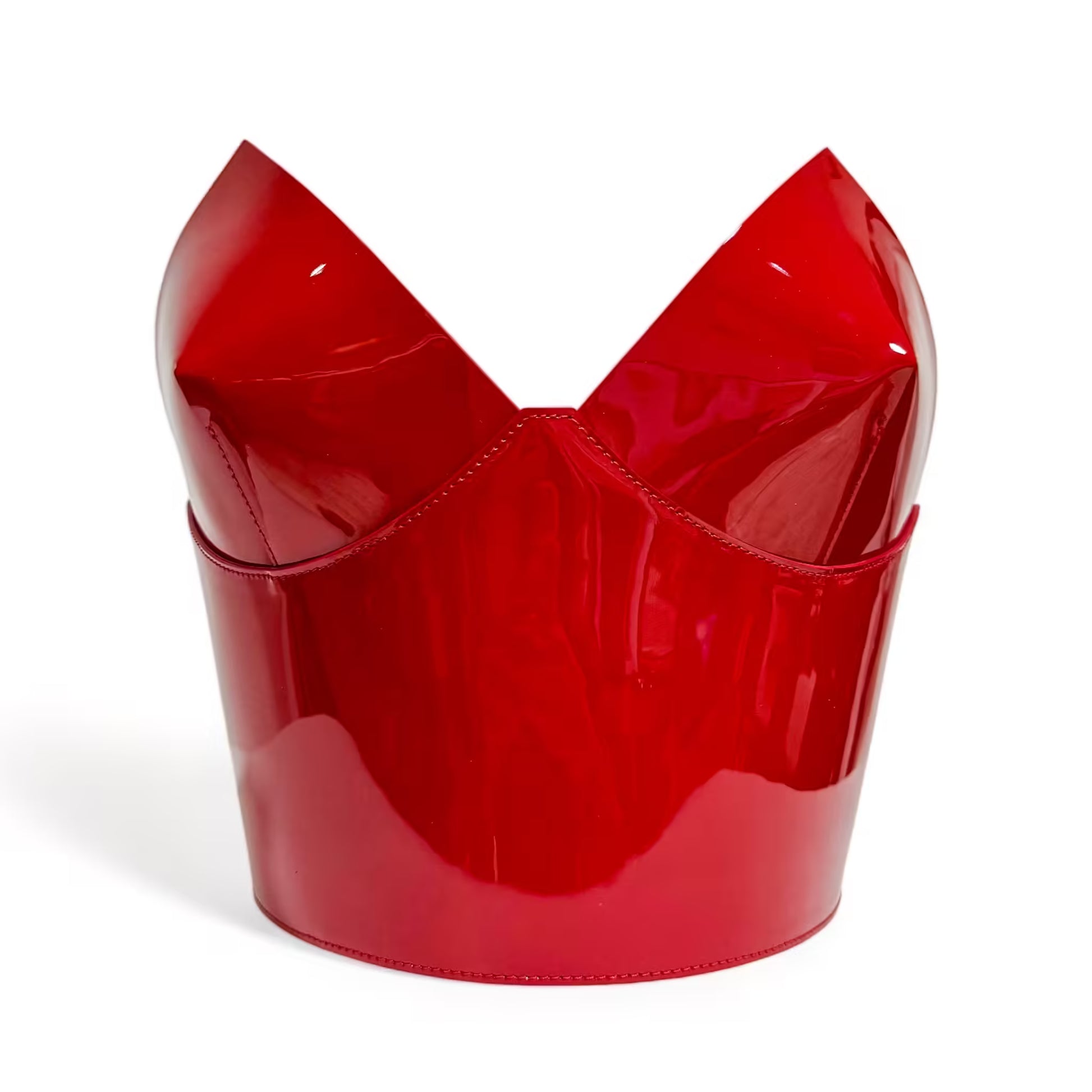 Red leather corset belt – Crown Top by Aria Margo