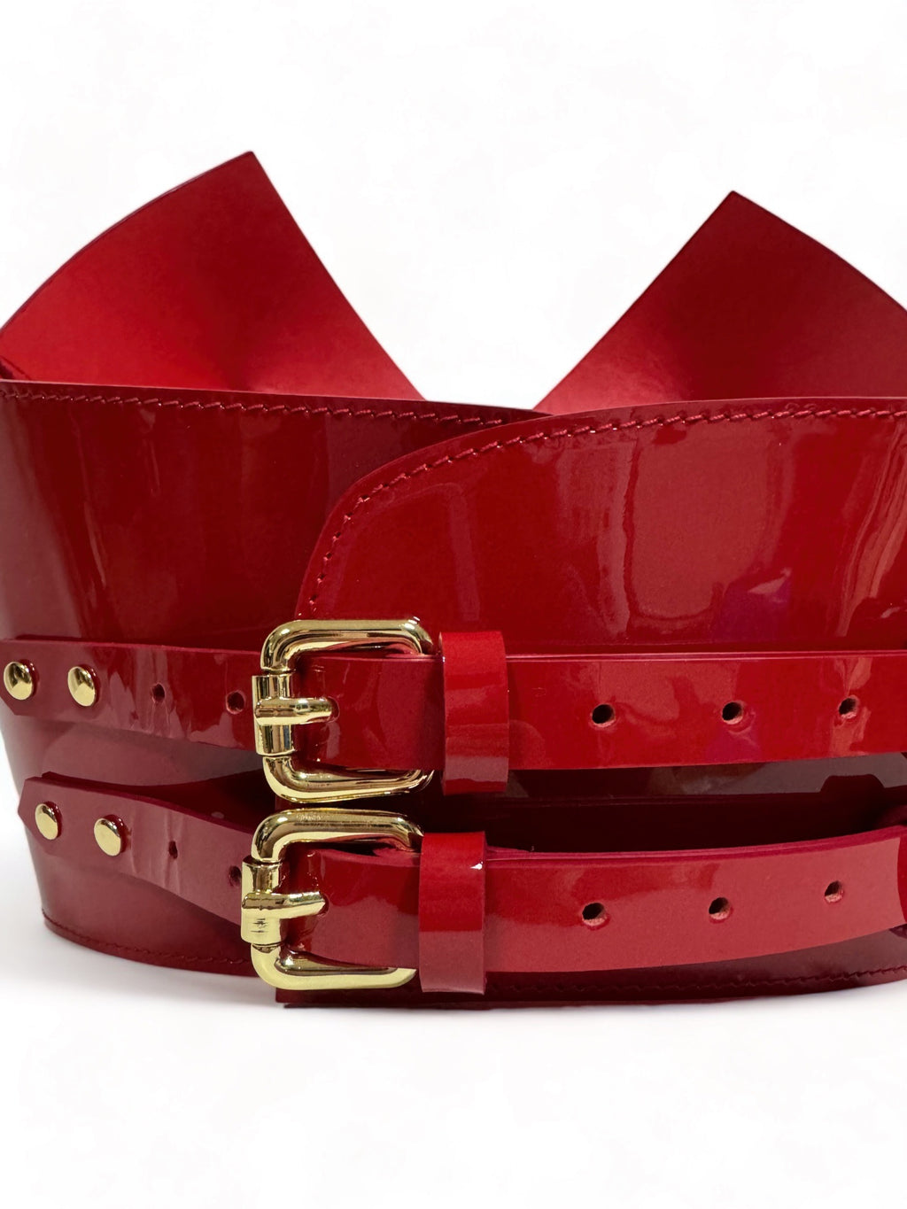 Red leather corset belt – Crown Top by Aria Margo