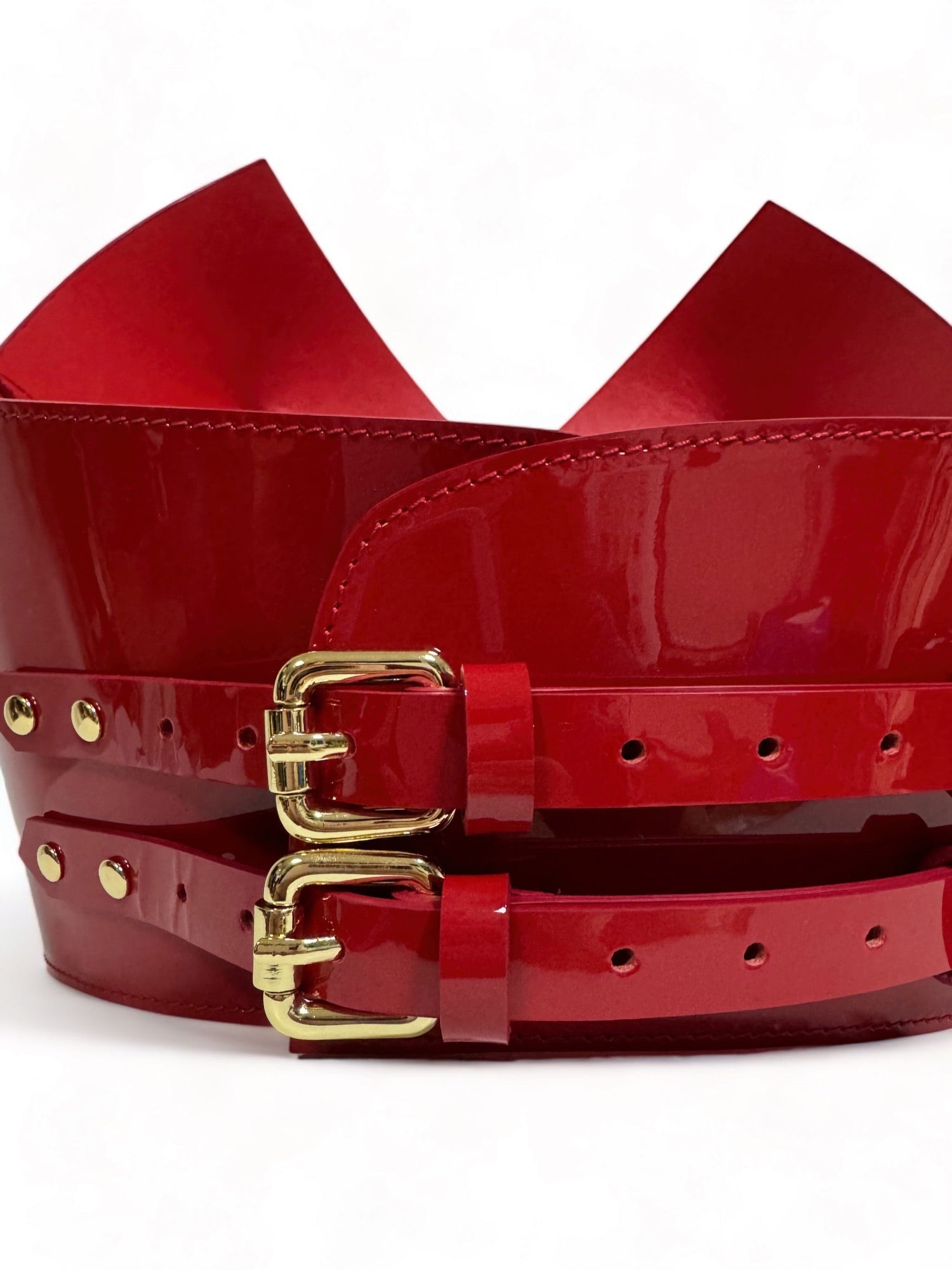 Red leather corset belt – Crown Top by Aria Margo