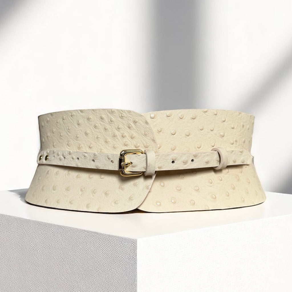 Green leather corset belt – Wide by Aria Margo