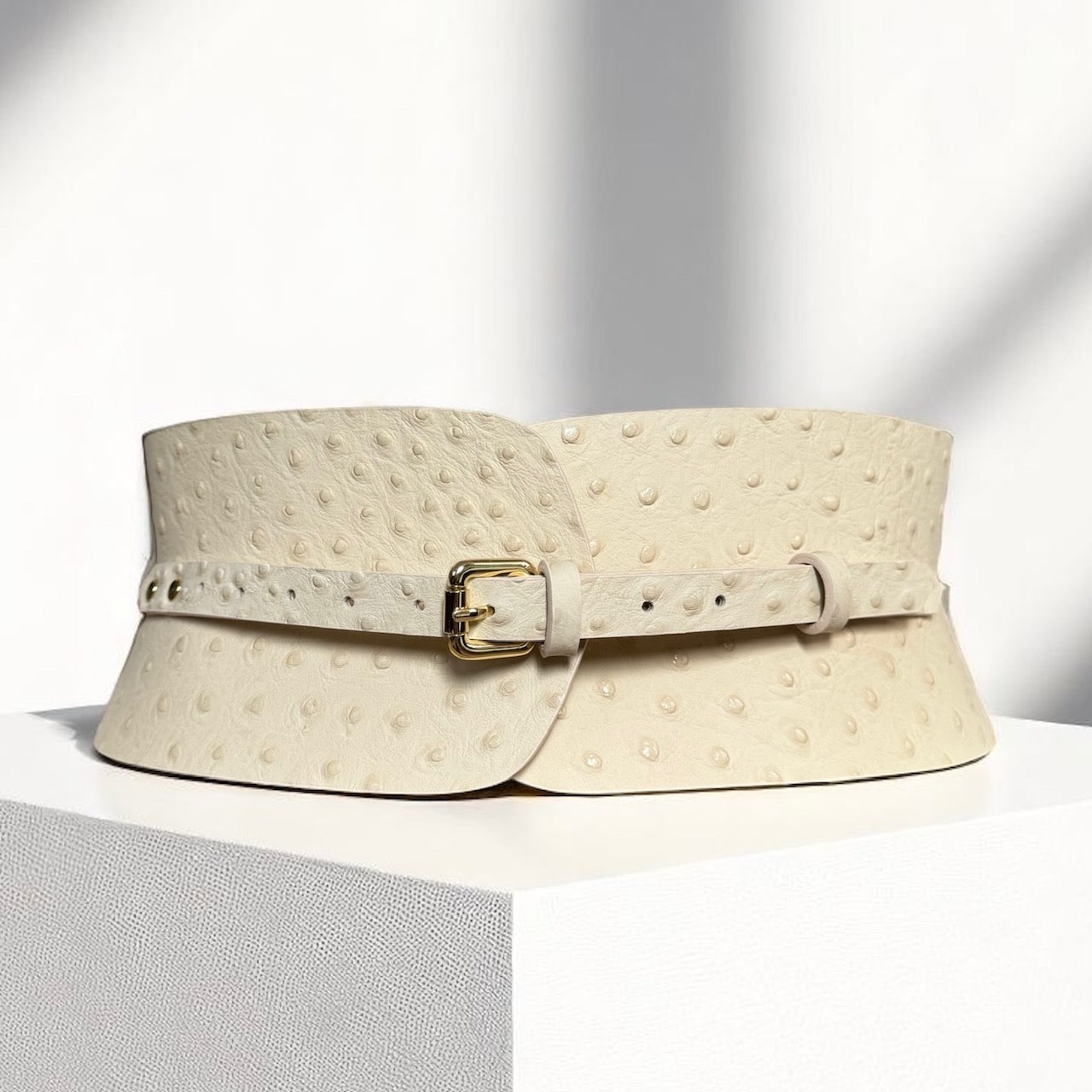 Green leather corset belt – Wide by Aria Margo