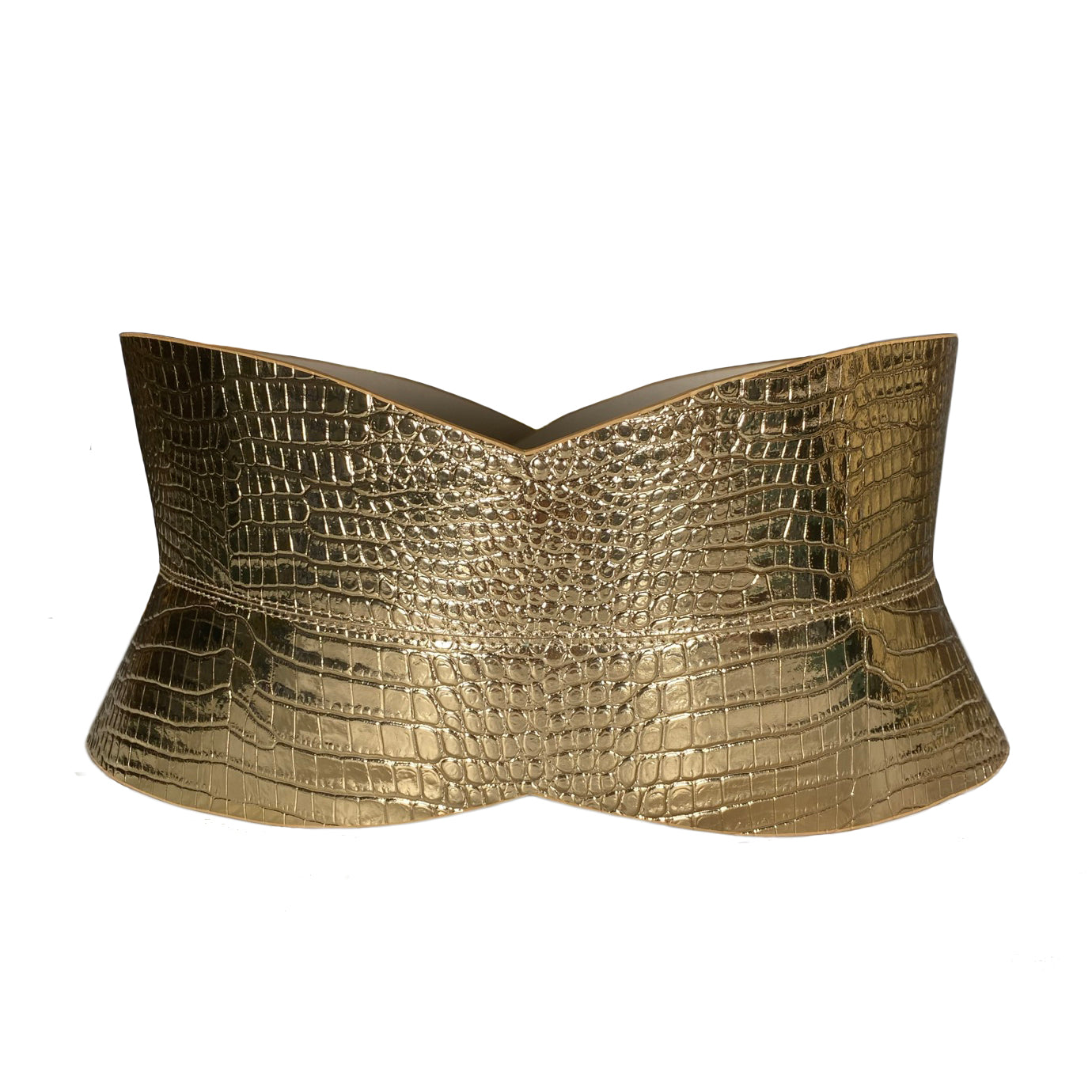 Gold leather corset belt – Hourglass by Aria Margo