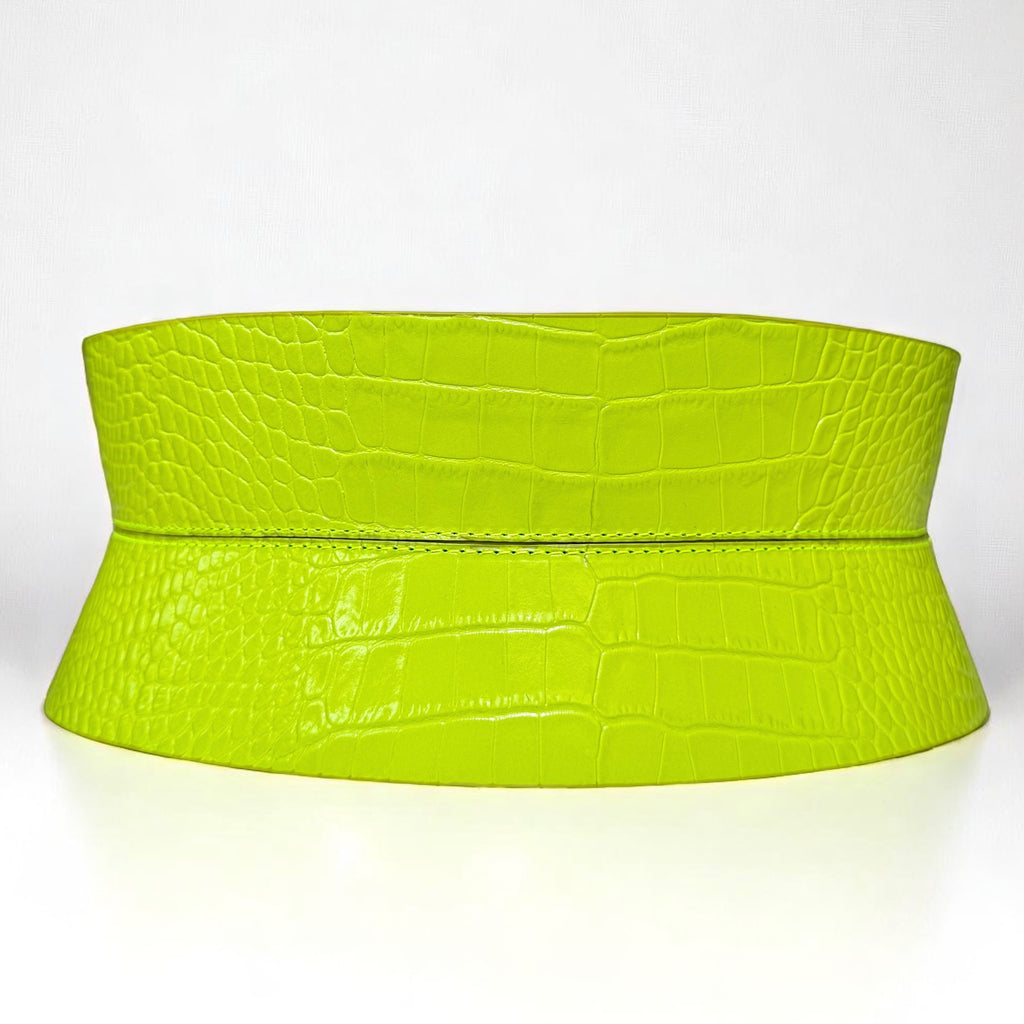 Green leather corset belt – Wide by Aria Margo