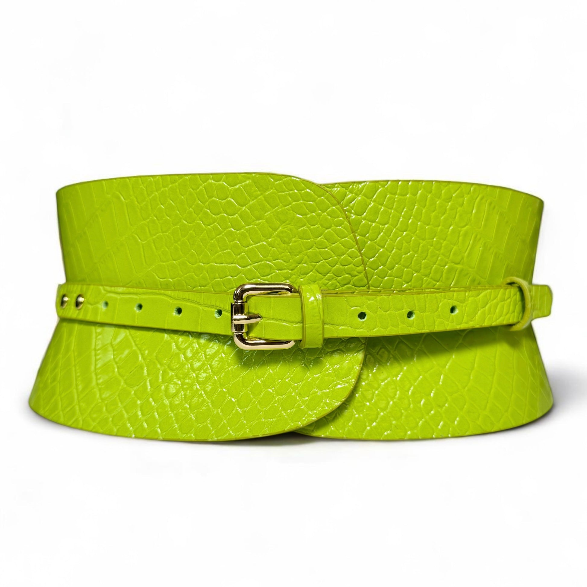 Green leather corset belt – Wide by Aria Margo