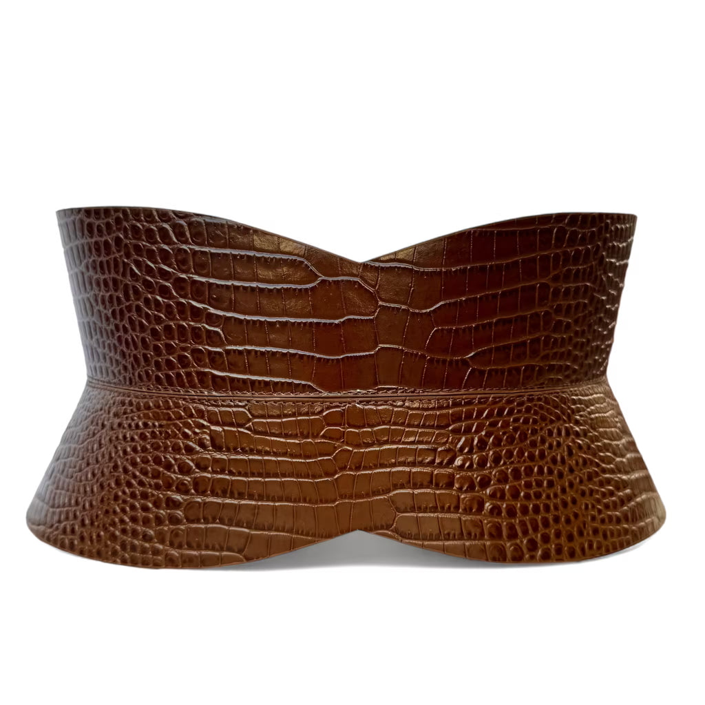 Brown leather corset belt – Hourglass by Aria Margo
