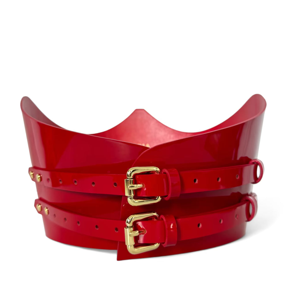 Red leather corset belt – Crown by Aria Margo